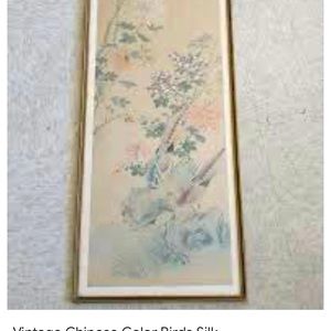 Vintage Chinese Color Birds Silk
Painting